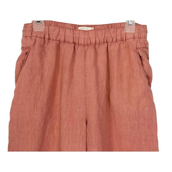 Cynthia Rowley Pure Linen Cropped Wide Leg Pants Coral Pink Size M - Picture 3 of 8